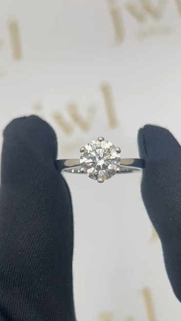 2.06 Carat Round Lab-Grown Diamond Princess Crown Solitaire Engagement Ring in 18K White Gold