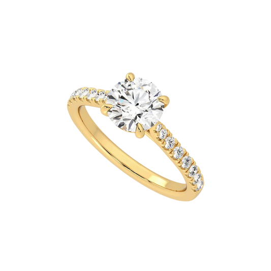 Twisted Classic Solitaire Ring With Pave Diamonds