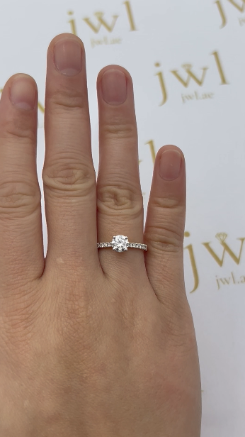 0.70 Carat Round Lab-Grown Diamond Ophelia Engagement Ring in 18K Yellow Gold