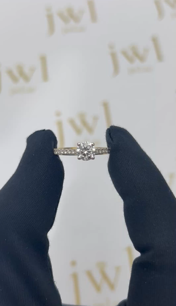 0.70 Carat Round Lab-Grown Diamond Ophelia Engagement Ring in 18K Yellow Gold