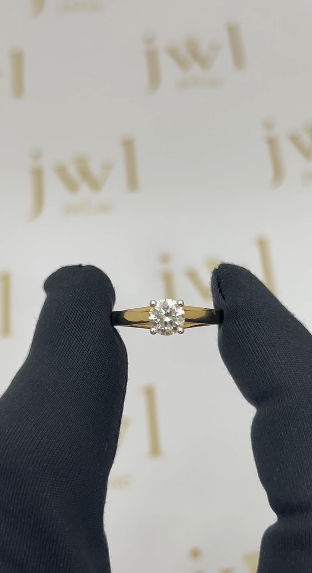 0.71 Carat Round Lab-Grown Diamond Drop Solitaire Engagement Ring in 18K Yellow Gold