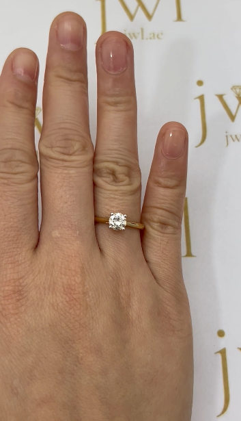 0.71 Carat Round Lab-Grown Diamond Heart-Prong Solitaire Engagement Ring in 18K Yellow Gold