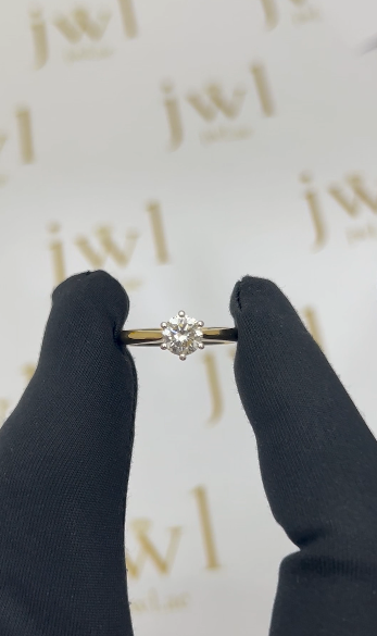 0.71 Carat Round Lab-Grown Diamond Jasmine Solitaire Engagement Ring in 18K Yellow Gold