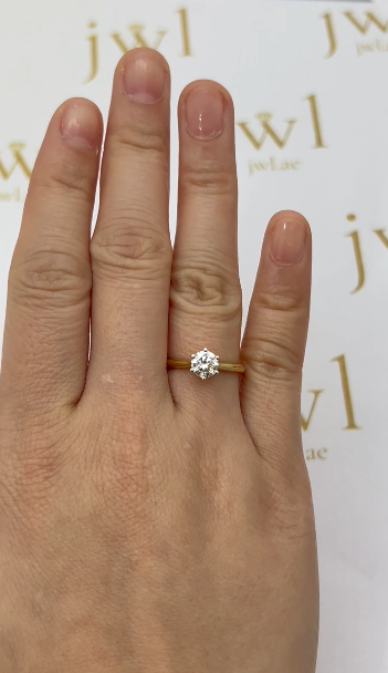 0.71 Carat Round Lab-Grown Diamond Jasmine Solitaire Engagement Ring in 18K Yellow Gold