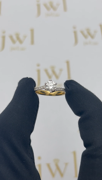 0.72 Carat Round Lab-Grown Diamond Twisted Pavé Engagement Ring in 18K Yellow Gold