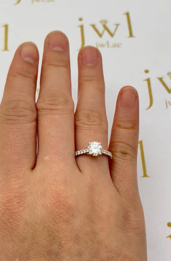 1.01 Carat Round Lab-Grown Diamond Ophelia Engagement Ring in 18K White Gold