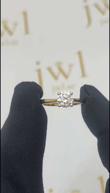 1.02 Carat Round Lab-Grown Diamond Heart-Prong Solitaire Engagement Ring in 18K Yellow Gold