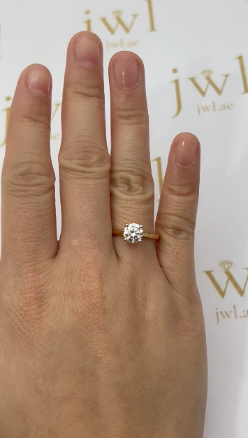 1.02 Carat Round Lab-Grown Diamond Heart-Prong Solitaire Engagement Ring in 18K Yellow Gold