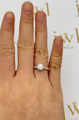 1.02 Carat Round Lab-Grown Diamond Ophelia Engagement Ring in 18K Yellow Gold