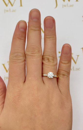 1.03 Carat Round Lab-Grown Diamond Astra Solitaire Engagement Ring in 18K Yellow Gold