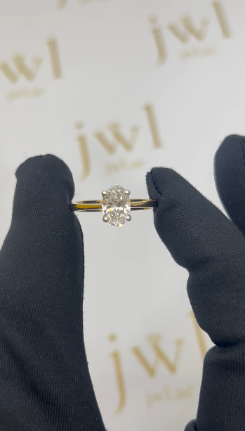1.05 Carat Oval Lab-Grown Diamond Classic Solitaire Engagement Ring in 18K Yellow Gold