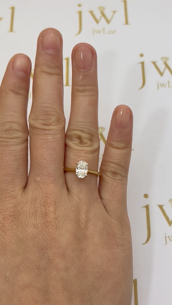 1.05 Carat Oval Lab-Grown Diamond Classic Solitaire Engagement Ring in 18K Yellow Gold