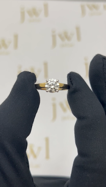 1.05 Carat Round Lab-Grown Diamond Drop Solitaire Engagement Ring in 18K Yellow Gold