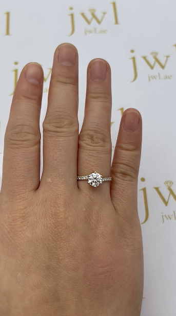 1.07 Carat Round Lab-Grown Diamond Twisted Pavé Engagement Ring in 18K Yellow Gold