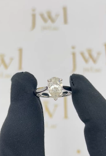 1.52 Carat Pear Lab-Grown Diamond Classic Solitaire Engagement Ring in 18K White Gold