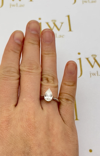 1.52 Carat Pear Lab-Grown Diamond Classic Solitaire Engagement Ring in 18K White Gold