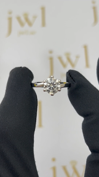 1.52 Carat Round Lab-Grown Diamond Twisted Solitaire Engagement Ring in 18K White Gold