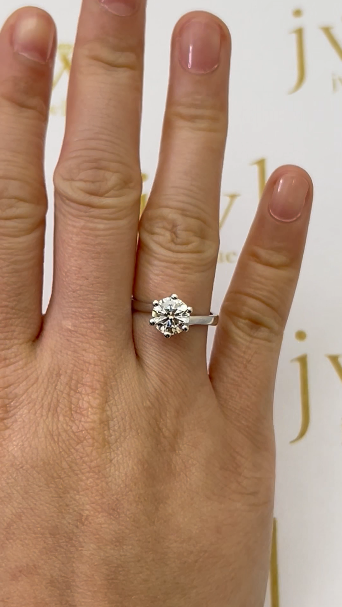 1.52 Carat Round Lab-Grown Diamond Twisted Solitaire Engagement Ring in 18K White Gold