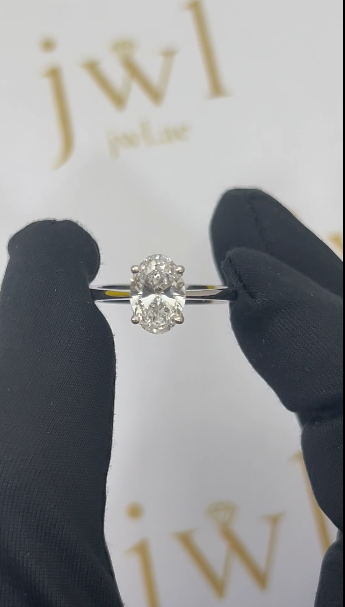 1.56 Carat Oval Lab-Grown Diamond Classic Solitaire Engagement Ring in 18K White Gold
