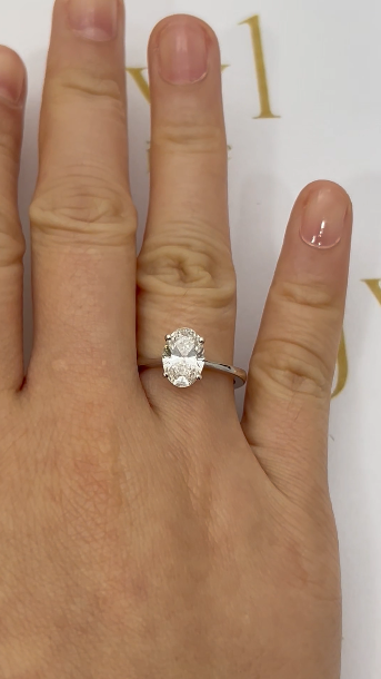 1.56 Carat Oval Lab-Grown Diamond Classic Solitaire Engagement Ring in 18K White Gold