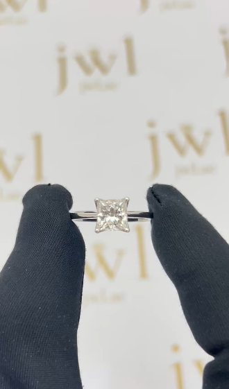 1.56 Carat Princess Cut Lab-Grown Diamond Classic Solitaire Engagement Ring in 18K White Gold
