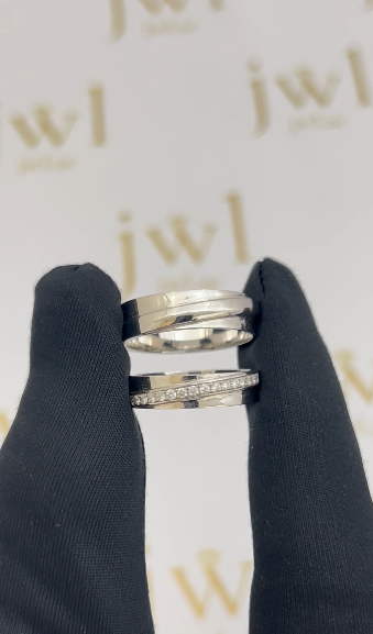 Celestial Embrace Lab-Grown Diamond Wedding Band in 18K White Gold