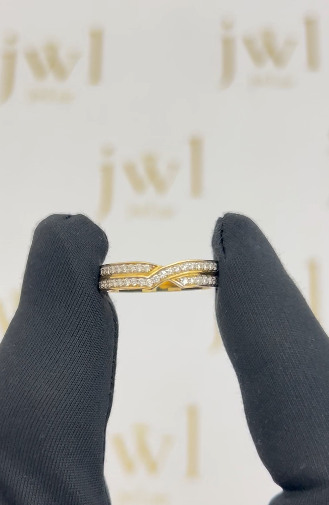 Double Row Pavé Lab-Grown Diamond Ring in 18K Yellow Gold
