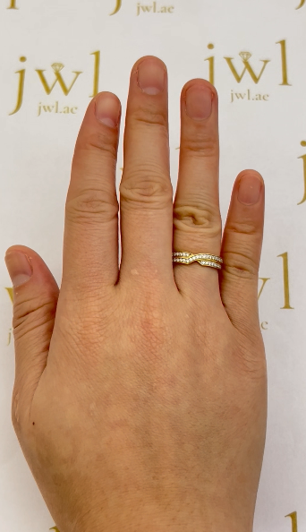 Double Row Pavé Lab-Grown Diamond Ring in 18K Yellow Gold