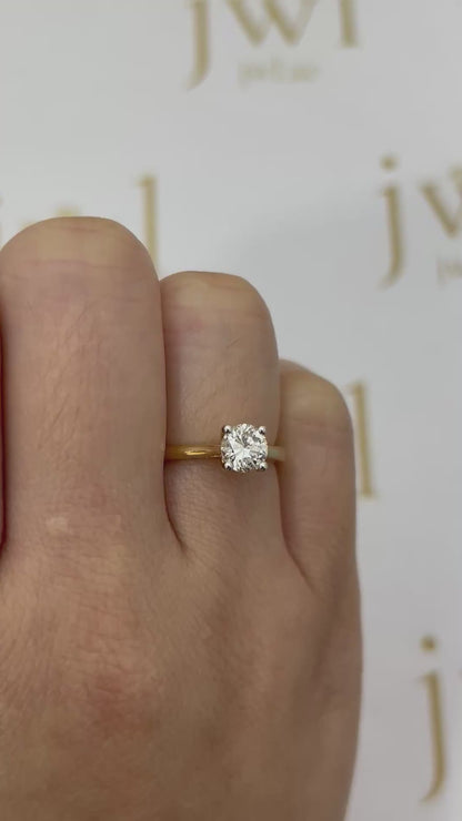 0.71 Carat Round Lab-Grown Diamond Heart-Prong Solitaire Engagement Ring in 18K Yellow Gold