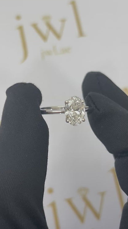 1.56 Carat Oval Lab-Grown Diamond Classic Solitaire Engagement Ring in 18K White Gold