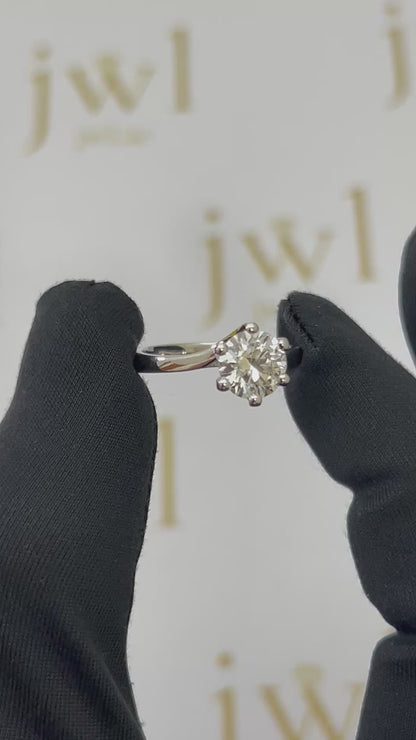 1.52 Carat Round Lab-Grown Diamond Twisted Solitaire Engagement Ring in 18K White Gold