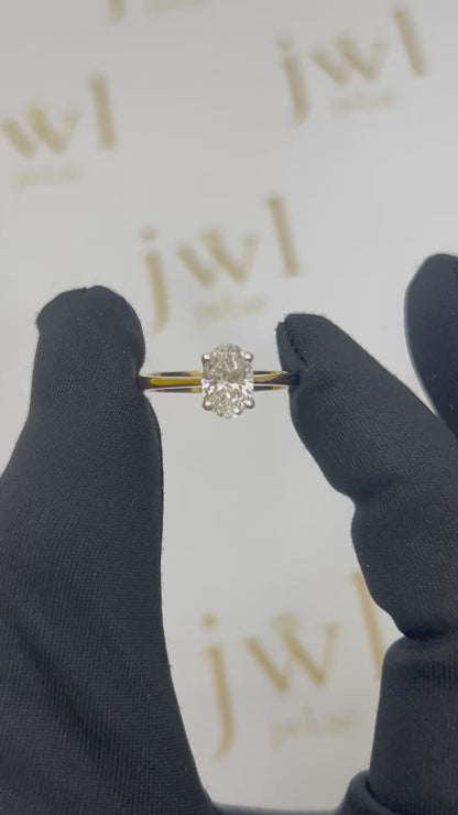 1.05 Carat Oval Lab-Grown Diamond Classic Solitaire Engagement Ring in 18K Yellow Gold
