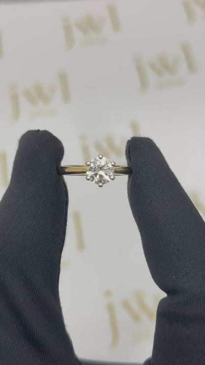 1.02 Carat Round Lab-Grown Diamond Jasmine Solitaire Engagement Ring in 18K Yellow Gold