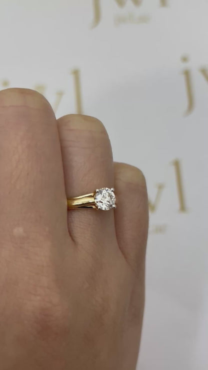 0.71 Carat Round Lab-Grown Diamond Drop Solitaire Engagement Ring in 18K Yellow Gold