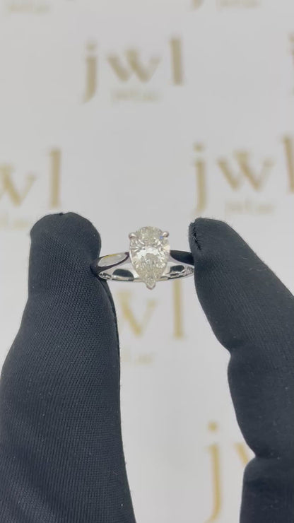 1.52 Carat Pear Lab-Grown Diamond Classic Solitaire Engagement Ring in 18K White Gold