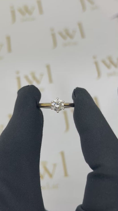 0.71 Carat Round Lab-Grown Diamond Jasmine Solitaire Engagement Ring in 18K Yellow Gold