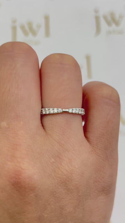 Half Eternity Ribbon Lab-Grown Diamond Ring in 18K White Gold