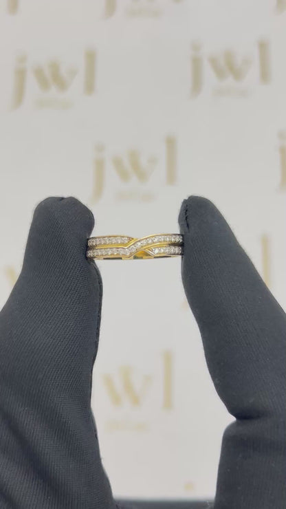 Double Row Pavé Lab-Grown Diamond Ring in 18K Yellow Gold