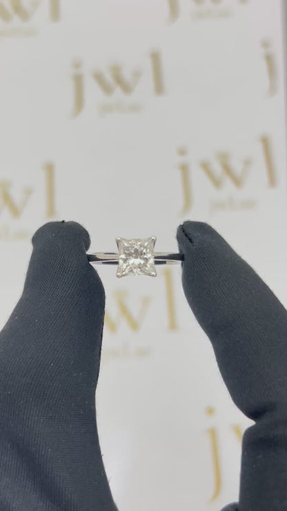 1.56 Carat Princess Cut Lab-Grown Diamond Classic Solitaire Engagement Ring in 18K White Gold