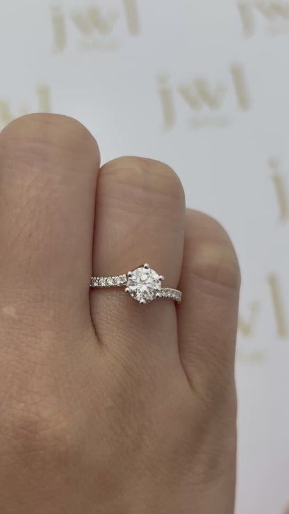 0.72 Carat Round Lab-Grown Diamond Twisted Pavé Engagement Ring in 18K Yellow Gold