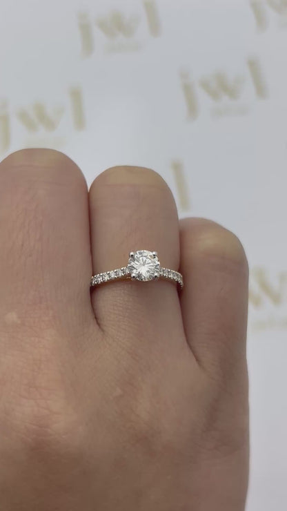 0.70 Carat Round Lab-Grown Diamond Ophelia Engagement Ring in 18K Yellow Gold