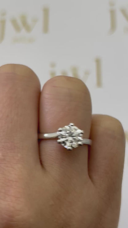 1.52 Carat Round Lab-Grown Diamond Twisted Solitaire Engagement Ring in 18K White Gold