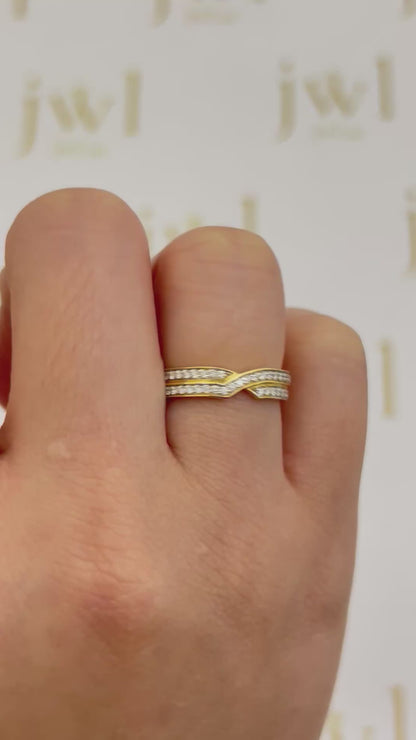 Double Row Pavé Lab-Grown Diamond Ring in 18K Yellow Gold