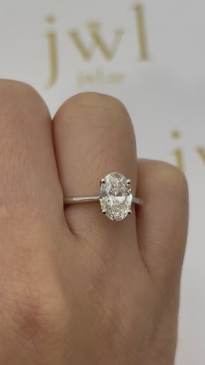 1.56 Carat Oval Lab-Grown Diamond Classic Solitaire Engagement Ring in 18K White Gold
