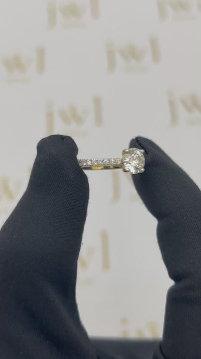 1.02 Carat Round Lab-Grown Diamond Ophelia Engagement Ring in 18K Yellow Gold