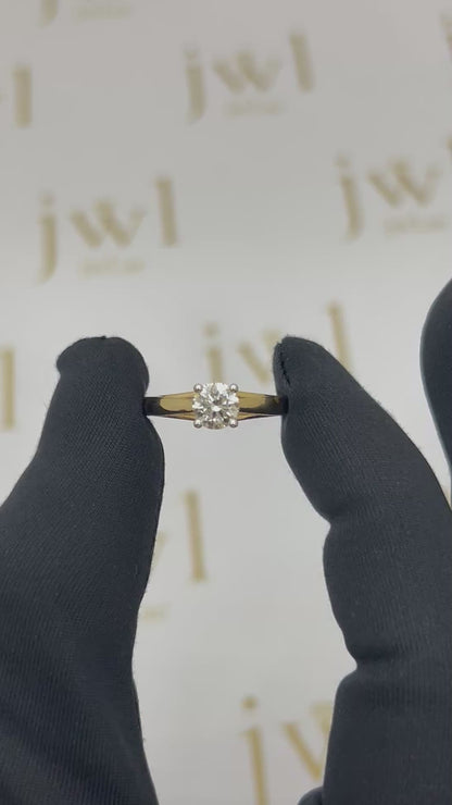 0.71 Carat Round Lab-Grown Diamond Drop Solitaire Engagement Ring in 18K Yellow Gold