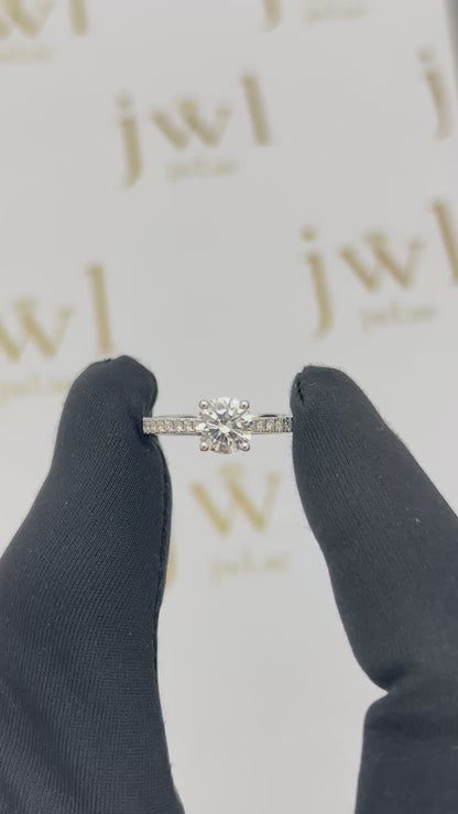 1.01 Carat Round Lab-Grown Diamond Ophelia Engagement Ring in 18K White Gold