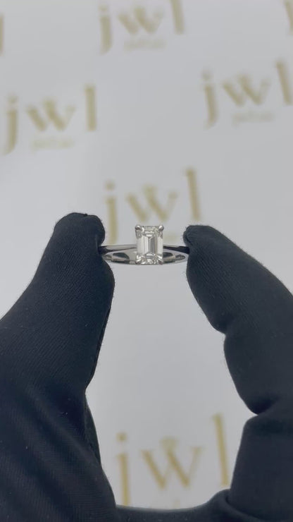 1.09 Carat Emerald Lab-Grown Diamond Classic Solitaire Engagement Ring in 18K White Gold
