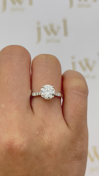 1.51 Carat Round Lab-Grown Diamond Astra Solitaire Engagement Ring in 18K White Gold