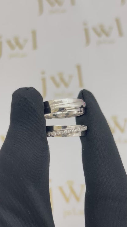 Celestial Embrace Lab-Grown Diamond Wedding Band in 18K White Gold